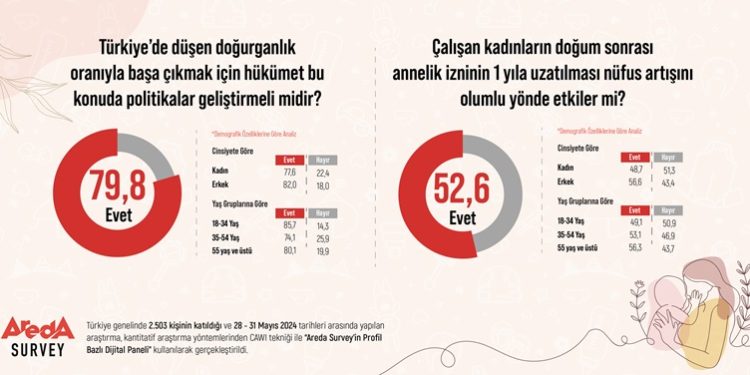 Türk halkının yüzde 79,8’i “Düşen doğurkanlık oranına karşı hükümet yeni politikalar geliştirmeli”
